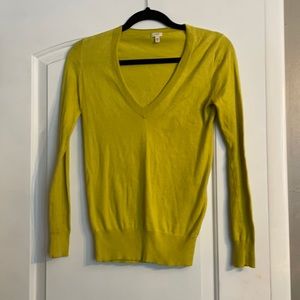Bright Green/ Yellow V Neck J Crew Light Weight Long Sleeve Sweater XXS